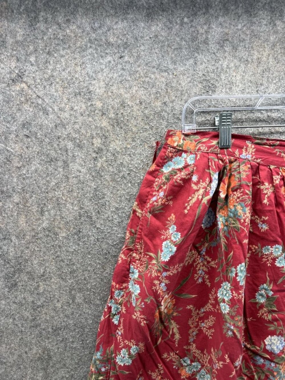 Lauren Ralph Lauren Skirt Womens 12 Red Floral Satin A Line Midi Button Front - Picture 6 of 12